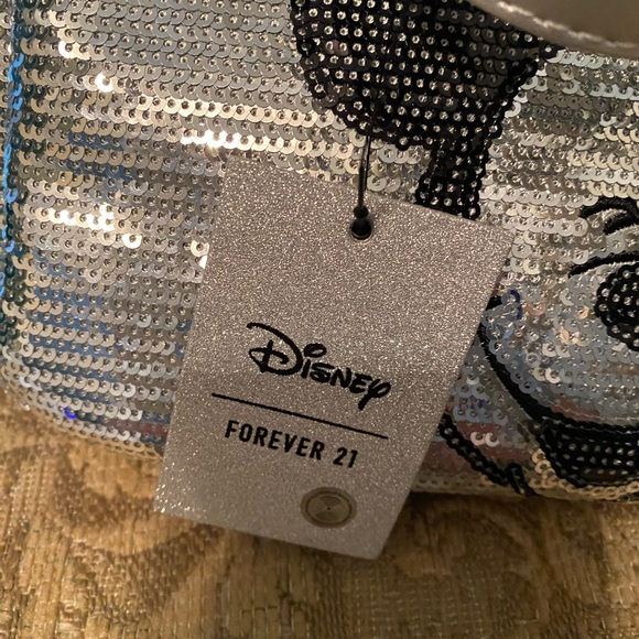Forever 21 x Disney Mickey Mouse silver sequins hand bag NWT - Picture 7 of 11